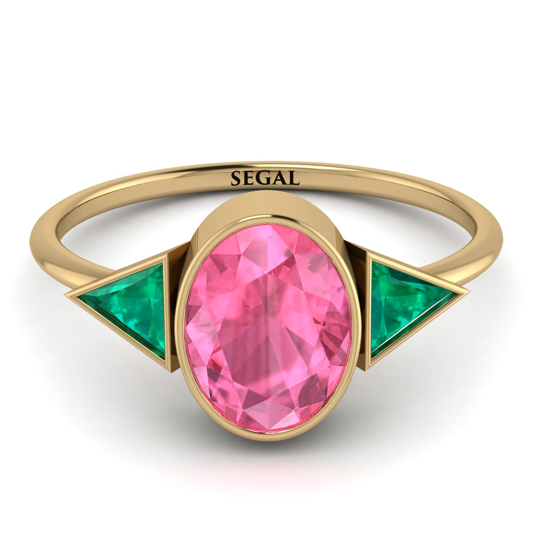 Geometrical Bezel Pink Moissanite Ring - Trinity No. 804