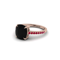 Gold Handmade Cushion Cut Black Diamond Engagement Ring - Whitney No. 53 image 1