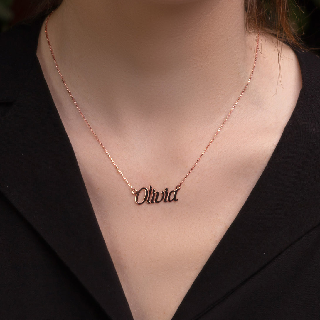 Gold Name Necklace – Shir | 14K Solid Gold