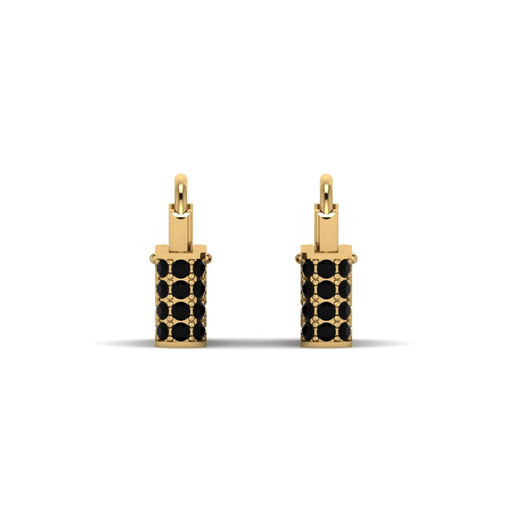 Gold Padlock Hoop Black Diamond Earrings - Queenie No. 7