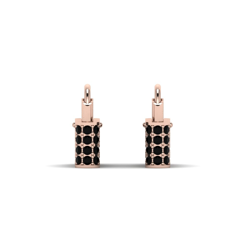 Gold Padlock Hoop Black Diamond Earrings - Queenie No. 8