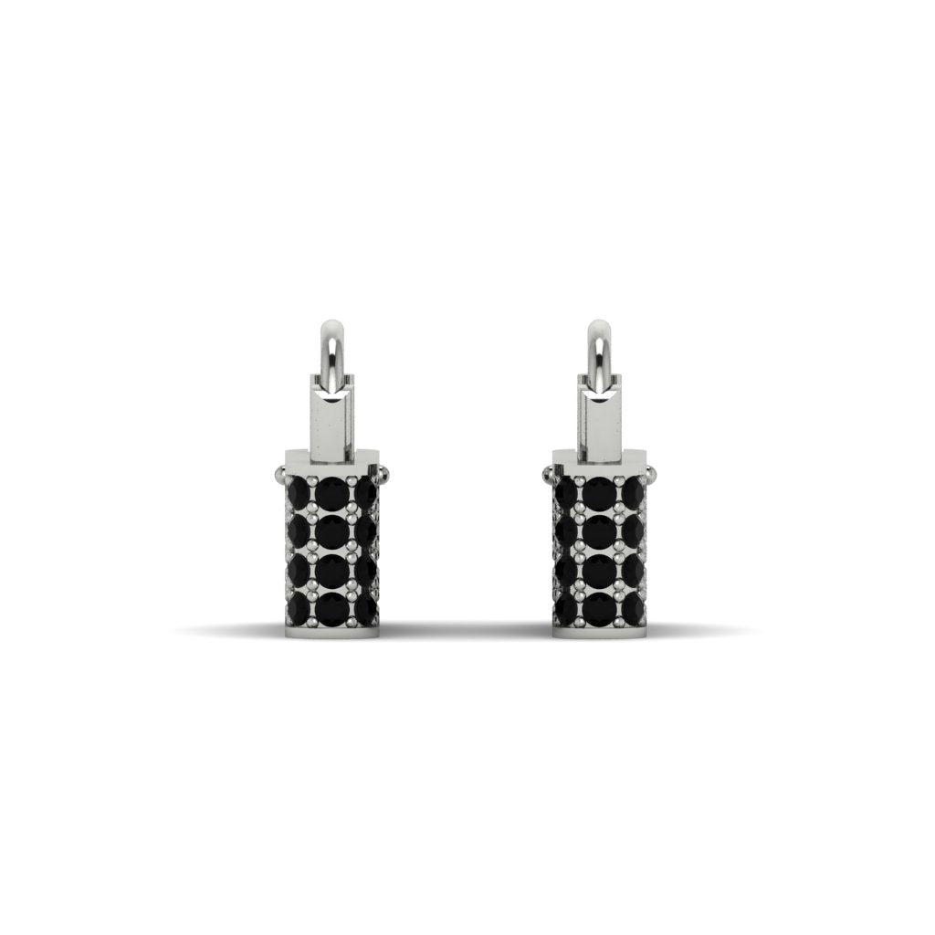Gold Padlock Hoop Black Diamond Earrings - Queenie No. 9