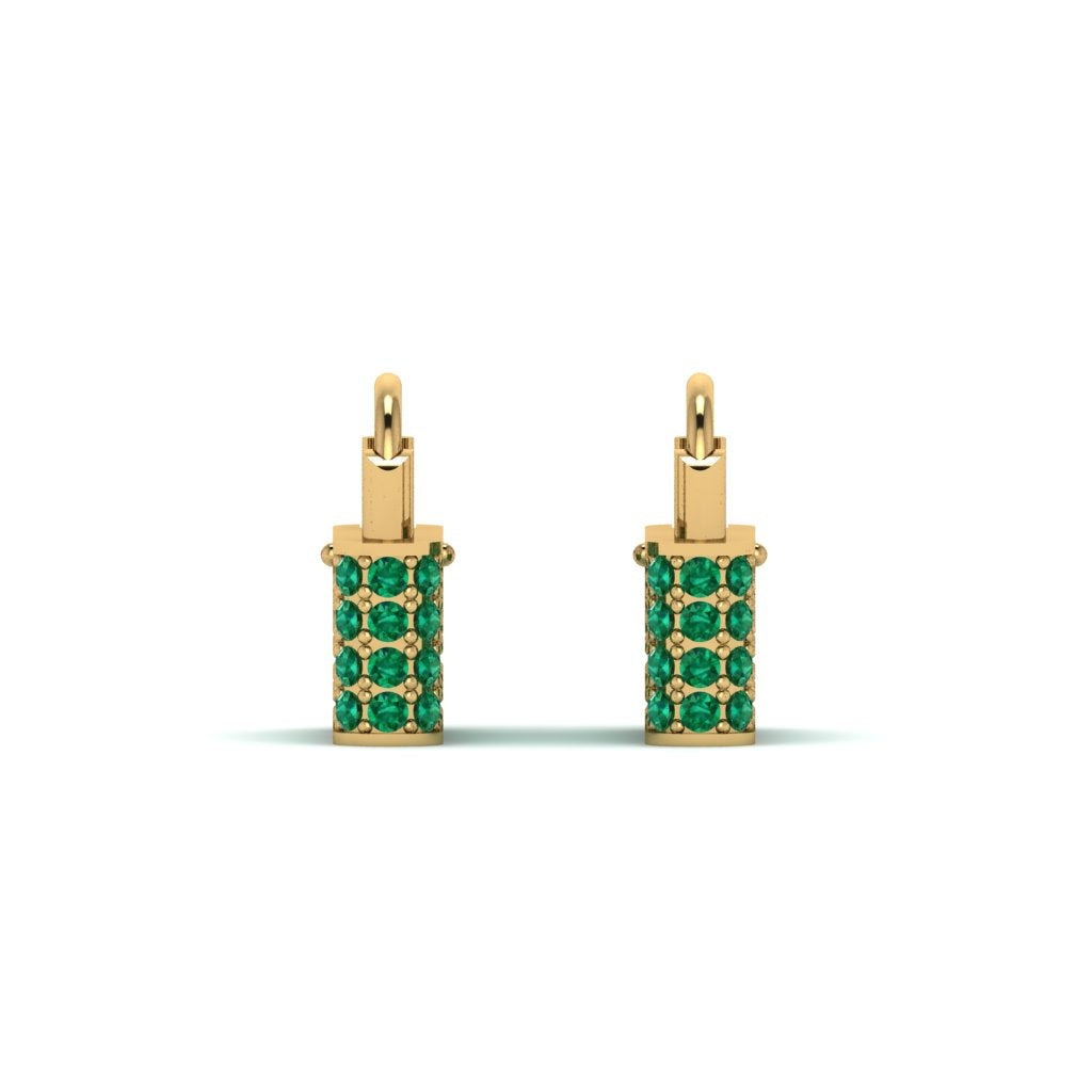 Gold Padlock Hoop Emerald Earrings - Queenie No. 4