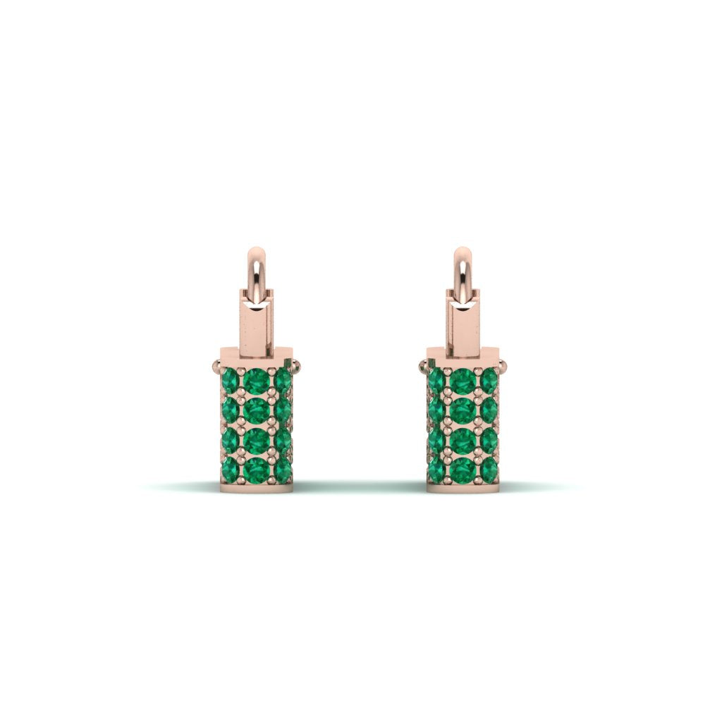 Gold Padlock Hoop Emerald Earrings - Queenie No. 5