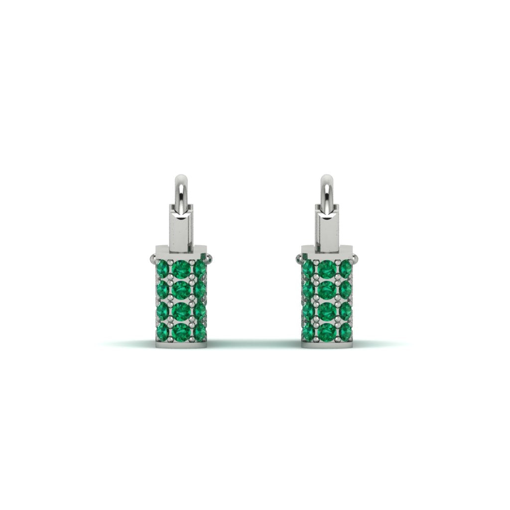 Gold Padlock Hoop Emerald Earrings - Queenie No. 6