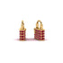 Gold Padlock Hoop Ruby Earrings - Queenie No. 10