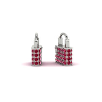 Gold Padlock Hoop Ruby Earrings - Queenie No. 12 image 1