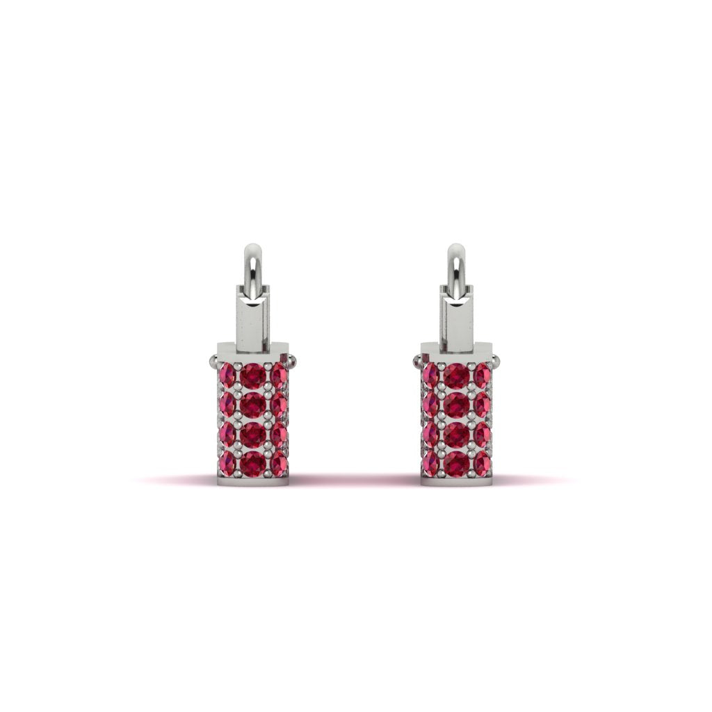 Gold Padlock Hoop Ruby Earrings - Queenie No. 12