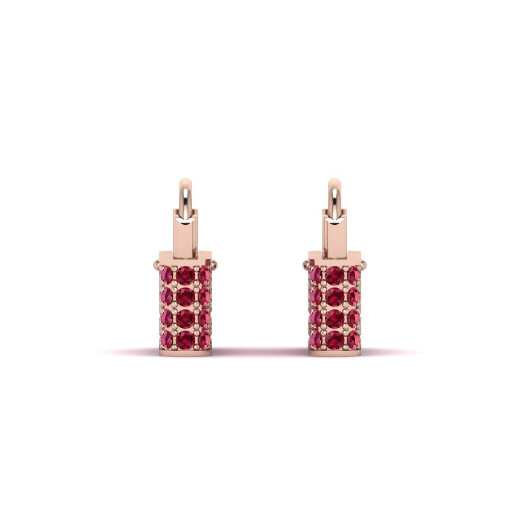 Gold Padlock Hoop Ruby Earrings - Queenie No. 11