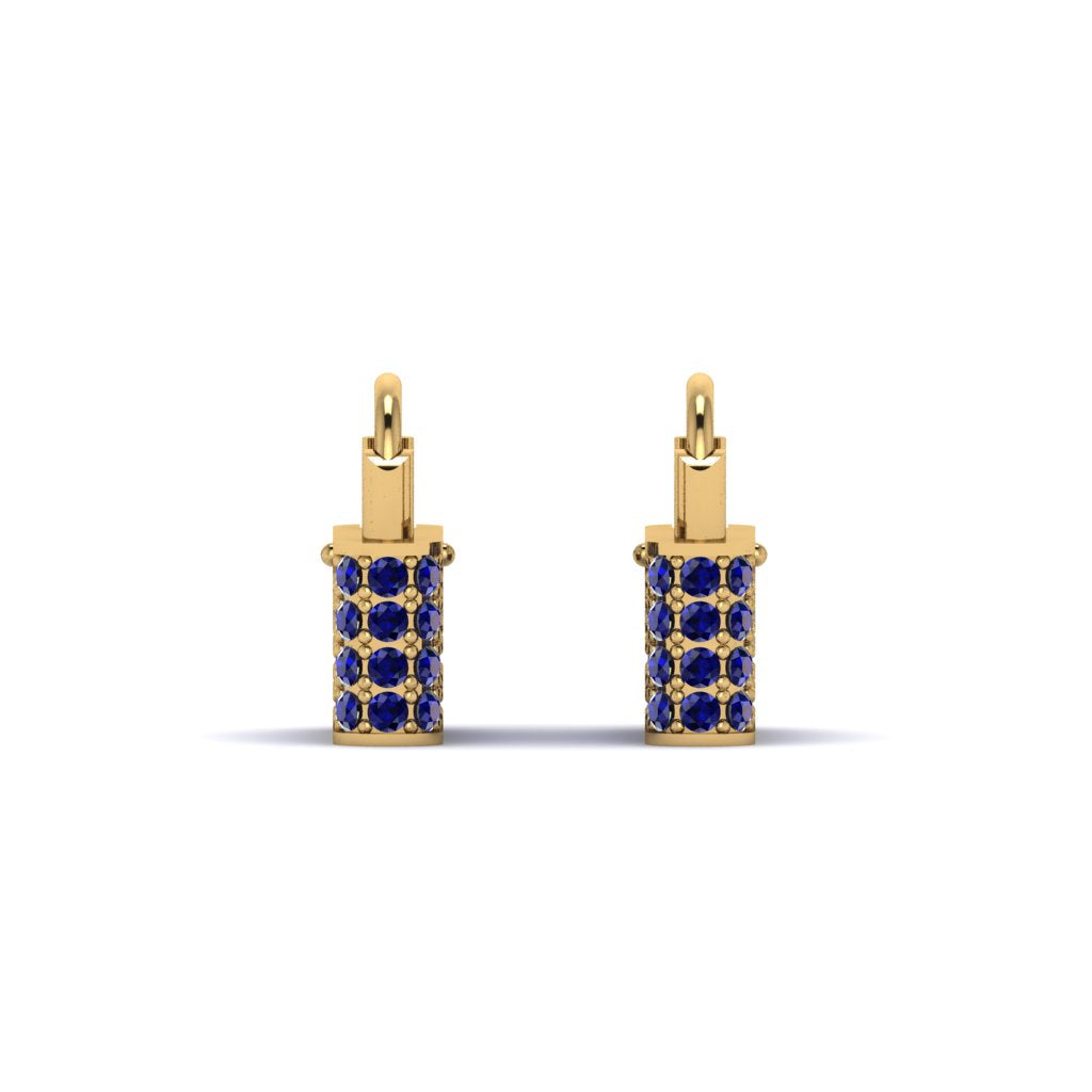 Gold Padlock Hoop Sapphire Earrings - Queenie No. 13
