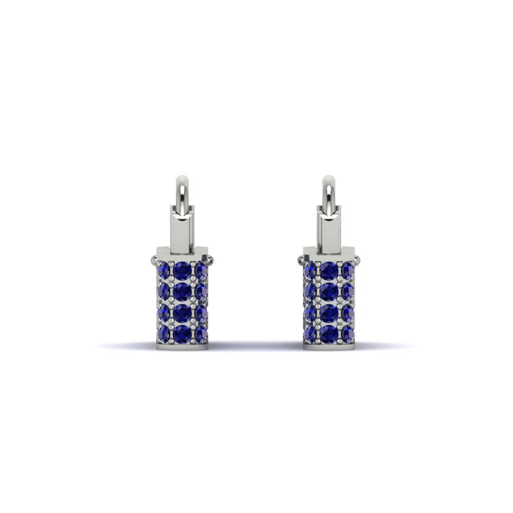 Gold Padlock Hoop Sapphire Earrings - Queenie No. 15