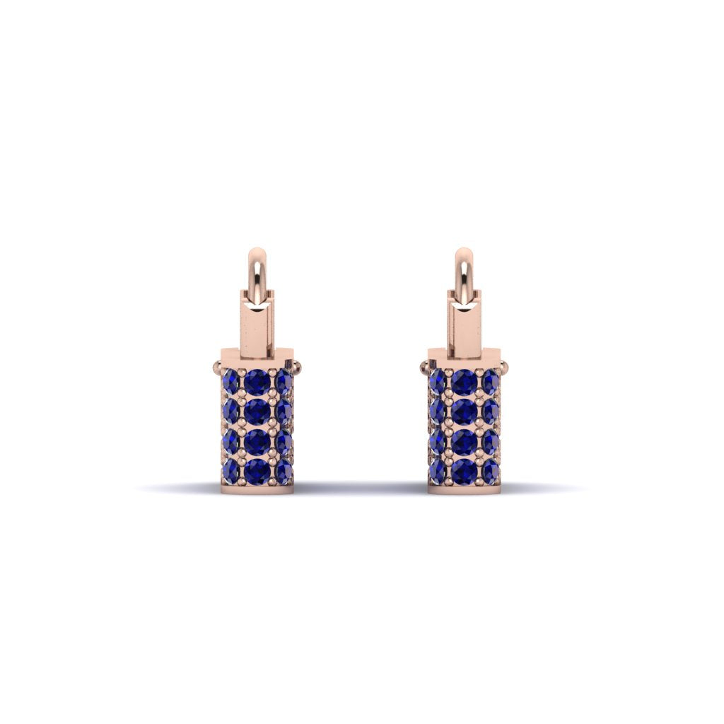 Gold Padlock Hoop Sapphire Earrings - Queenie No. 14