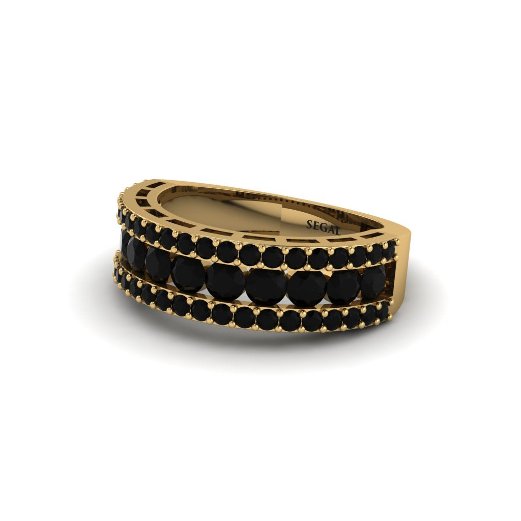 Black Diamond Golden Harmony Wedding Ring - Ainsley No. 7