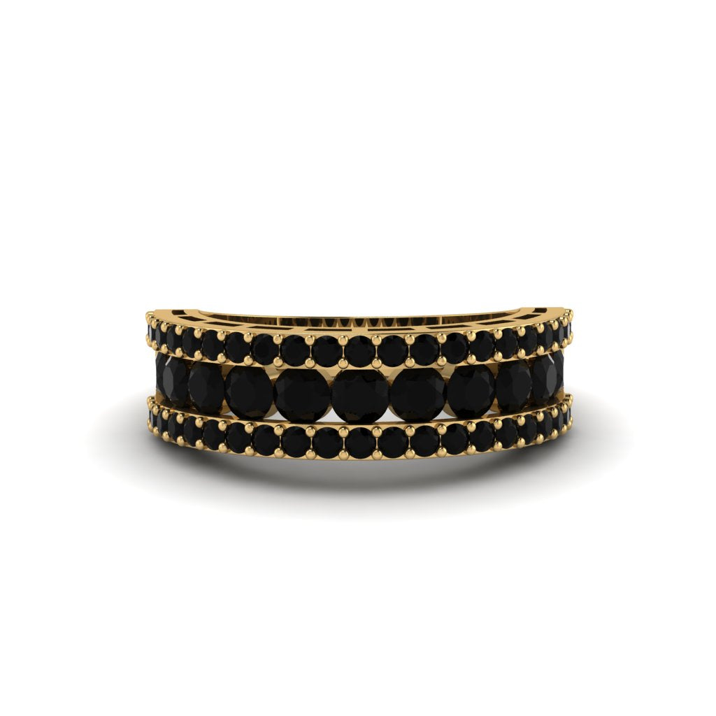 Black Diamond Golden Harmony Wedding Ring - Ainsley No. 7