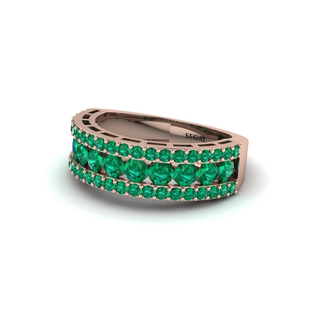 Emerald Golden Harmony Wedding Ring - Ainsley No. 5