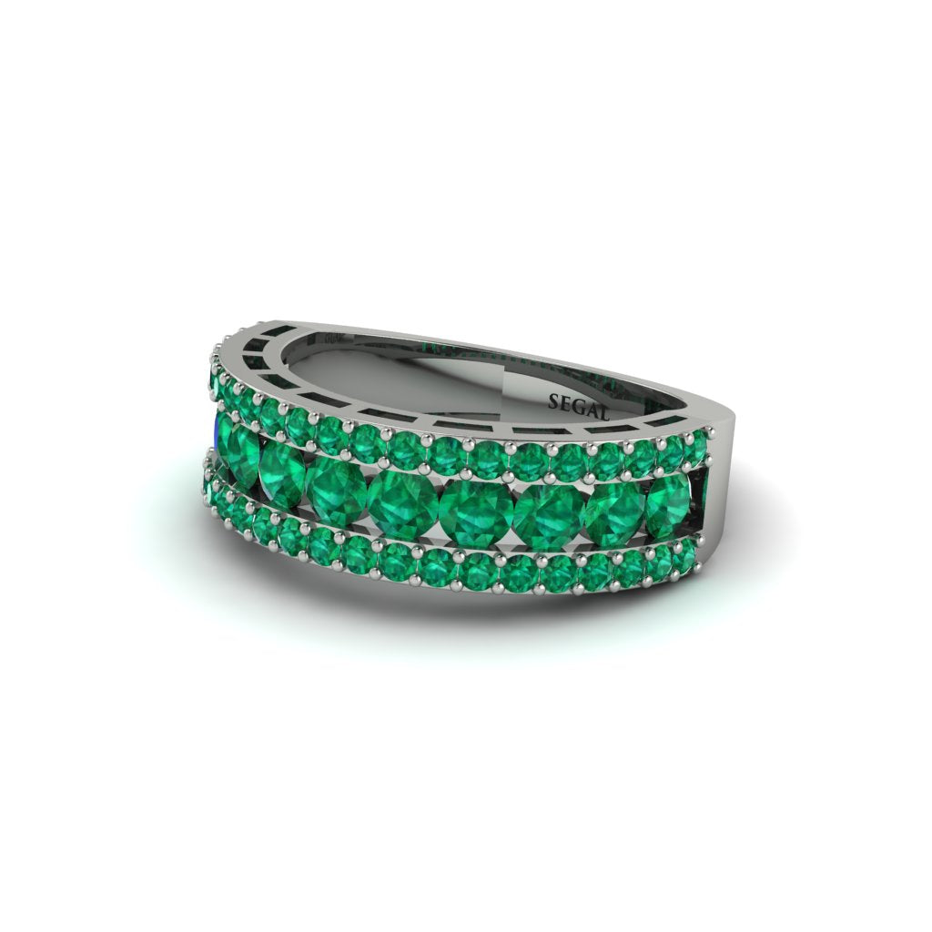 Emerald Golden Harmony Wedding Ring - Ainsley No. 6