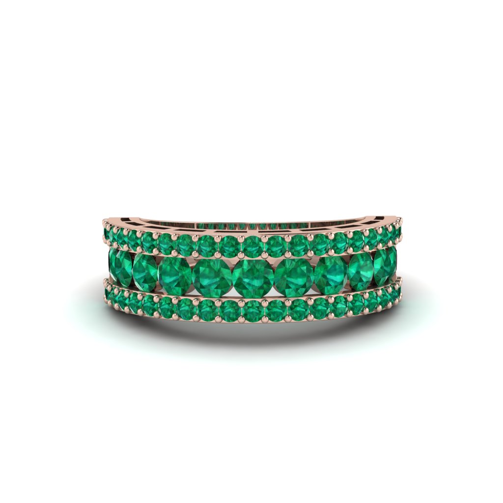 Emerald Golden Harmony Wedding Ring - Ainsley No. 5