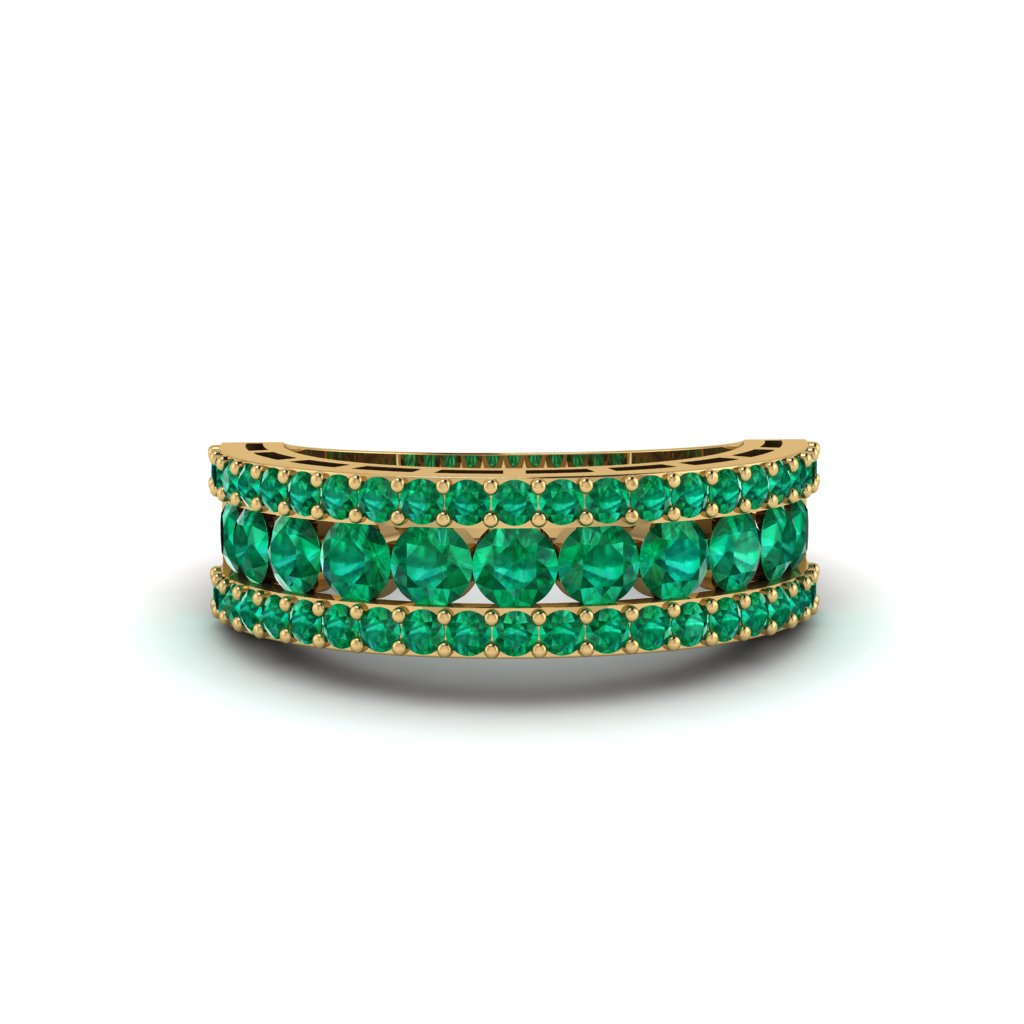 Emerald Golden Harmony Wedding Ring - Ainsley No. 4
