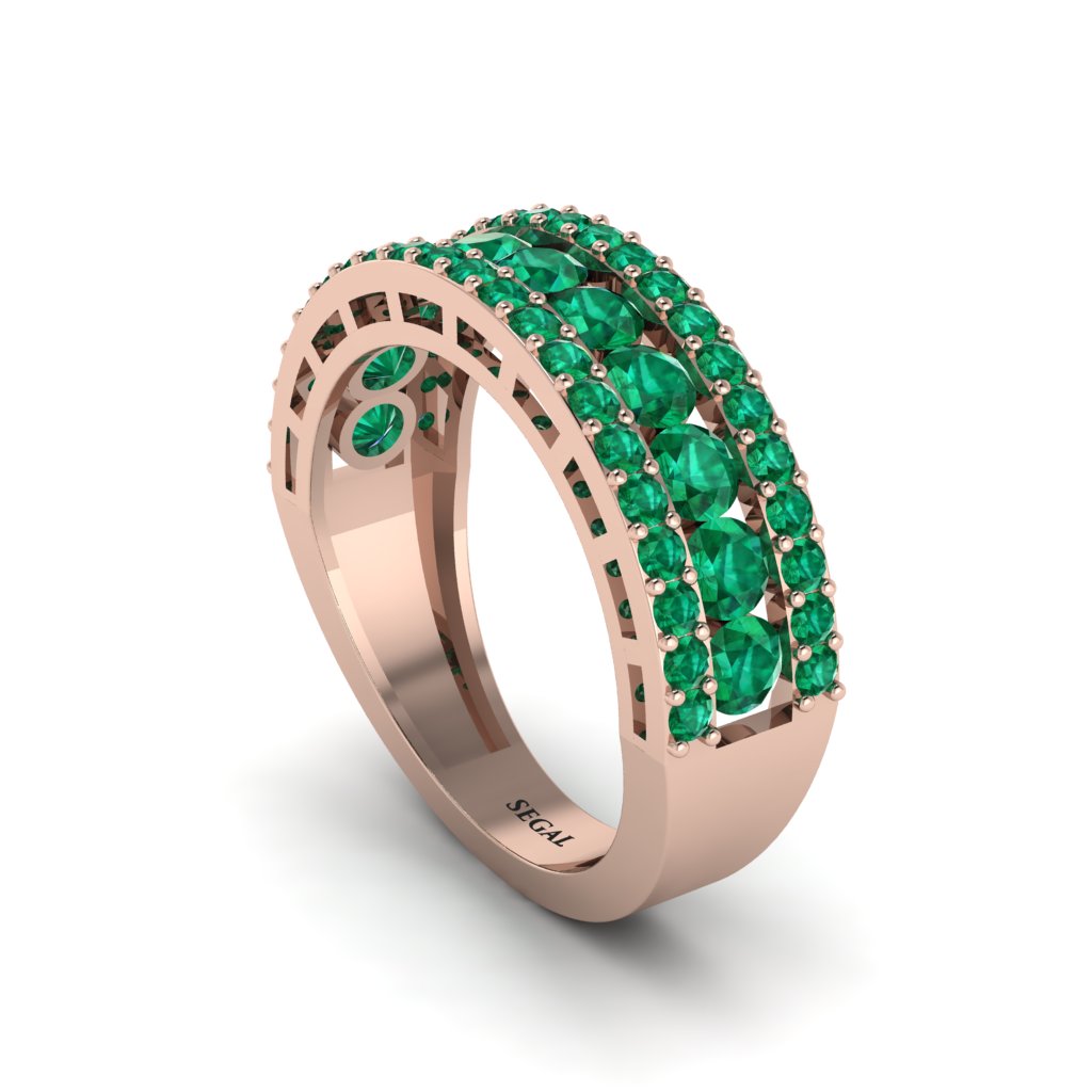 Emerald Golden Harmony Wedding Ring - Ainsley No. 5