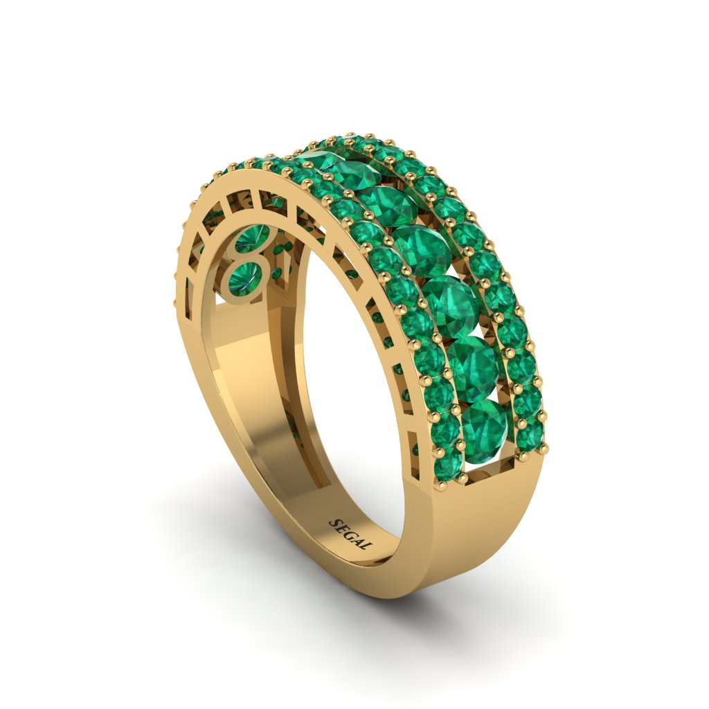 Emerald Golden Harmony Wedding Ring - Ainsley No. 4