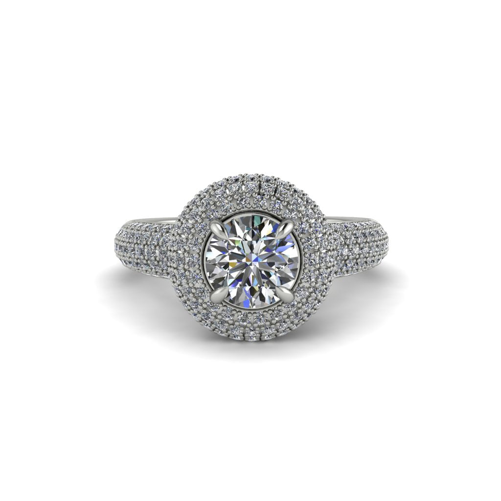 Diamond Golden Majesty Pave Halo Engagement Ring - Myra No. 3