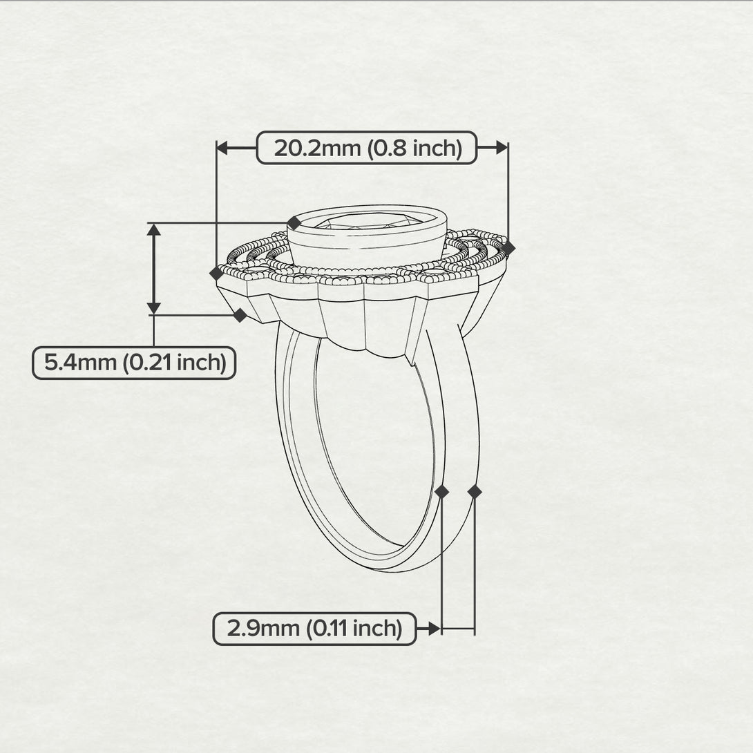 Ruby Art Deco Halo Fashion Ring - Gracelynn No. 27