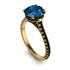 Hidden Diamond Double Cat Claw Prongs Blue Topaz Ring - Hazel No. 507
