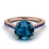 Hidden Diamond Double Cat Claw Prongs Blue Topaz Ring - Hazel No. 514