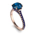 Hidden Diamond Double Cat Claw Prongs Blue Topaz Ring - Hazel No. 514 image 2