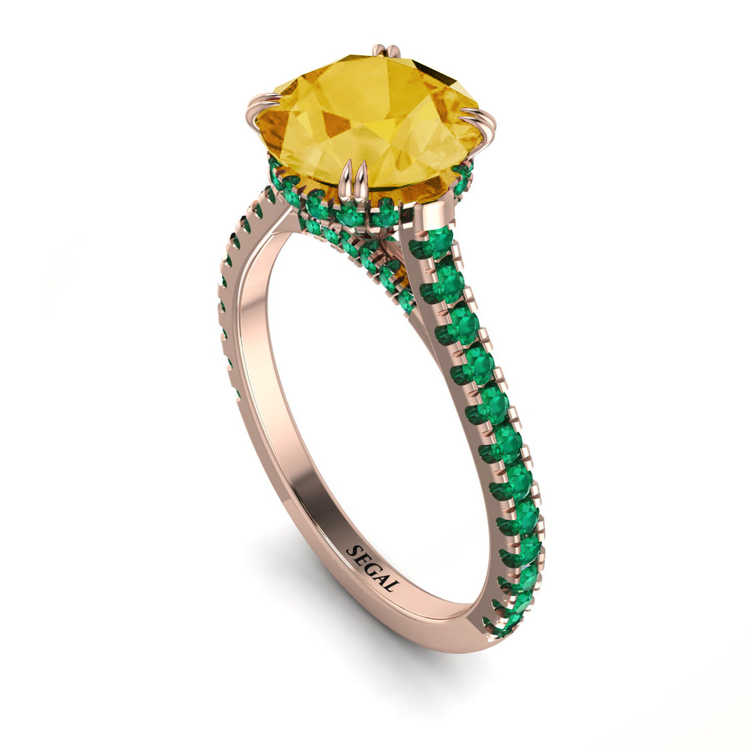 Hidden Diamond Double Cat Claw Prongs Citrine Ring - Hazel No. 605