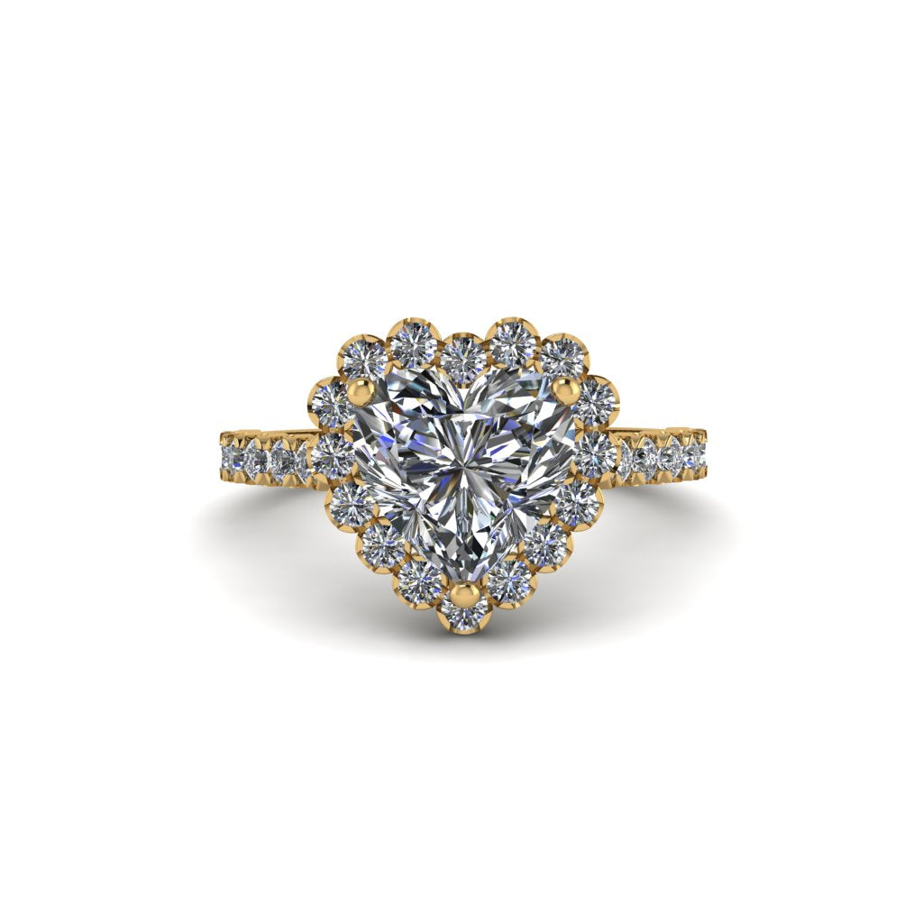 Halo Heart Diamond Pave Engagement Ring - Gail No. 1