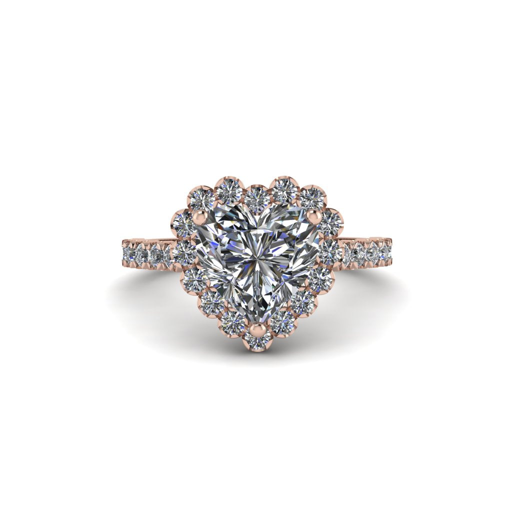 Halo Heart Diamond Pave Engagement Ring - Gail No. 2