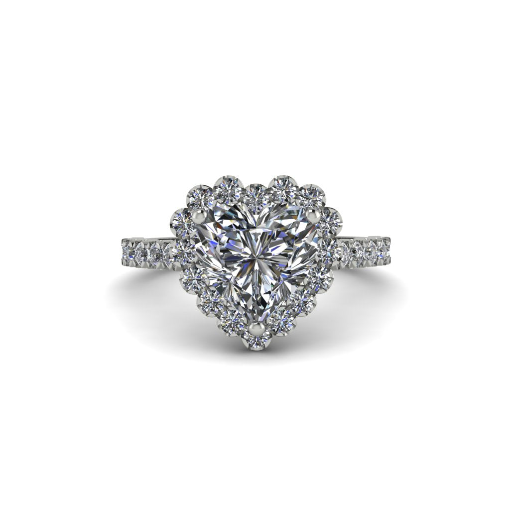 Halo Heart Diamond Pave Engagement Ring - Gail No. 3