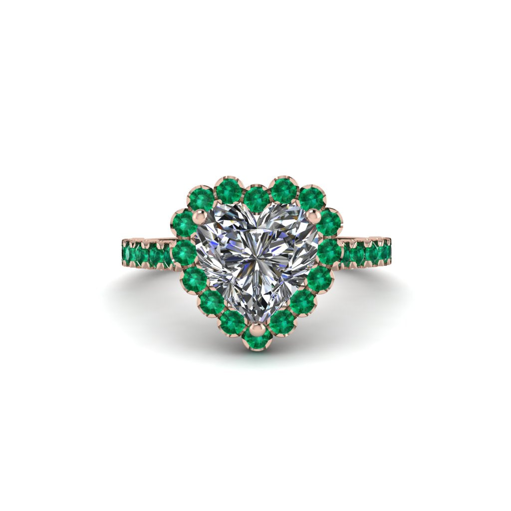Halo Heart Diamond Pave Engagement Ring - Gail No. 17