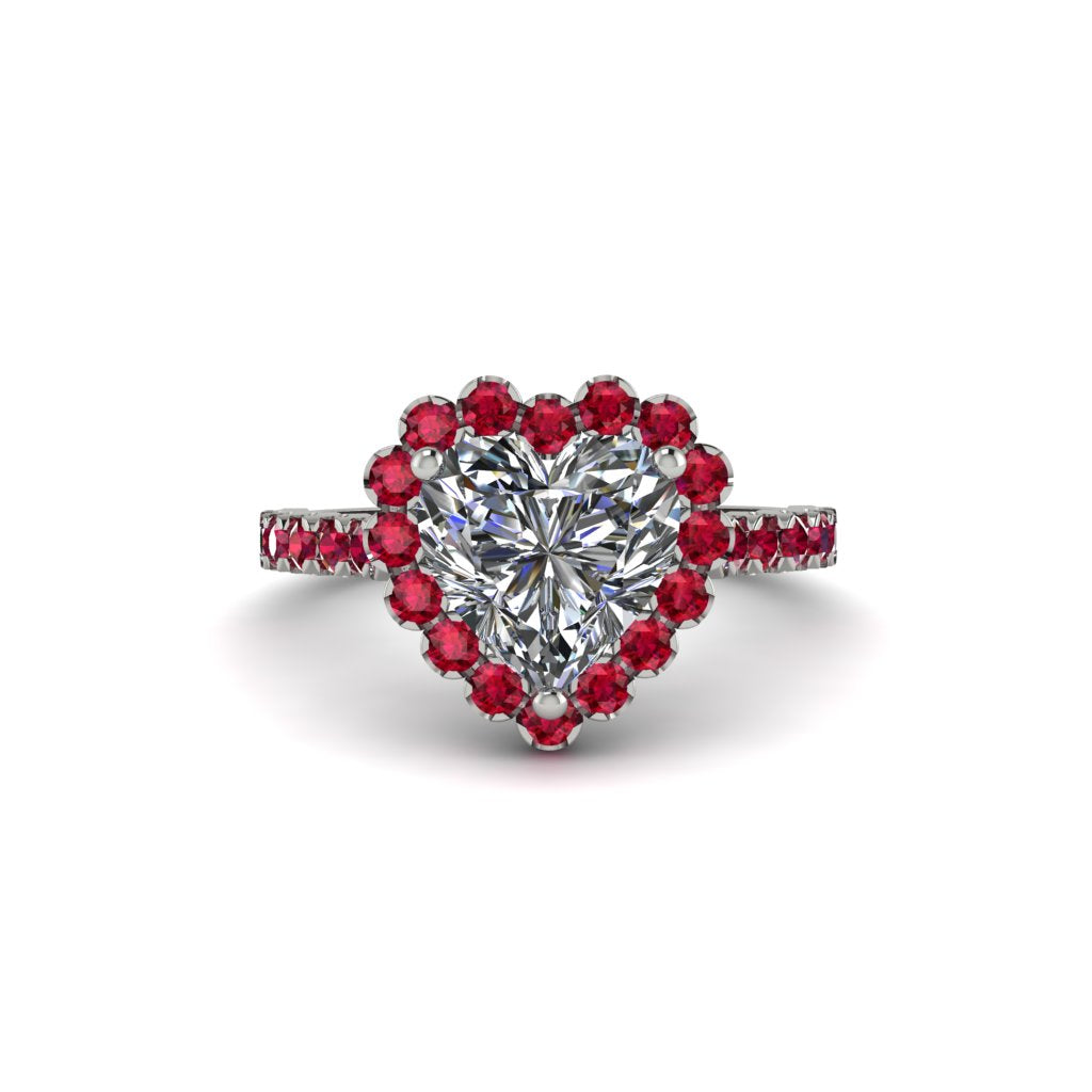 Halo Heart Diamond Pave Engagement Ring - Gail No. 48