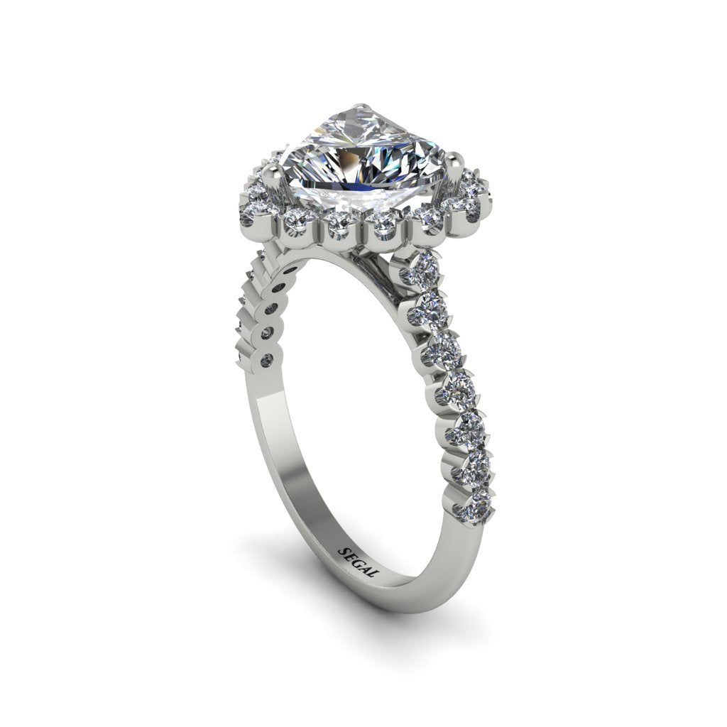 Halo Heart Diamond Pave Engagement Ring - Gail No. 3