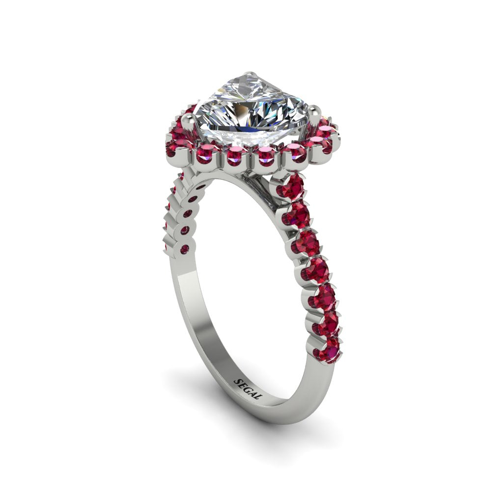 Halo Heart Diamond Pave Engagement Ring - Gail No. 48