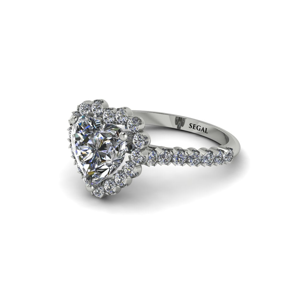 Halo Heart Diamond Pave Engagement Ring - Gail No. 3