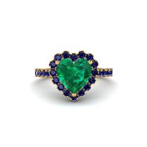 Halo Heart Emerald Pave Engagement Ring - Gail No. 64 image 1