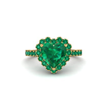 Halo Heart Emerald Pave Engagement Ring - Gail No. 19 image 1