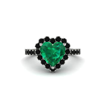 Halo Heart Emerald Pave Engagement Ring - Gail No. 36 image 1