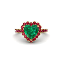 Halo Heart Emerald Pave Engagement Ring - Gail No. 49 image 1