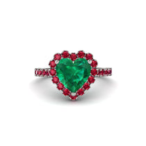 Halo Heart Emerald Pave Engagement Ring - Gail No. 51 image 1
