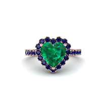 Halo Heart Emerald Pave Engagement Ring - Gail No. 65 image 1