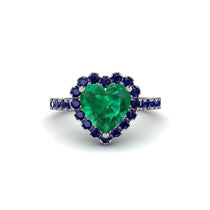 Halo Heart Emerald Pave Engagement Ring - Gail No. 66 image 1
