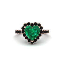 Halo Heart Emerald Pave Engagement Ring - Gail No. 35 image 1