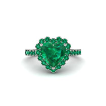 Halo Heart Emerald Pave Engagement Ring - Gail No. 21 image 1