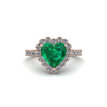Halo Heart Emerald Pave Engagement Ring - Gail No. 5 image 1