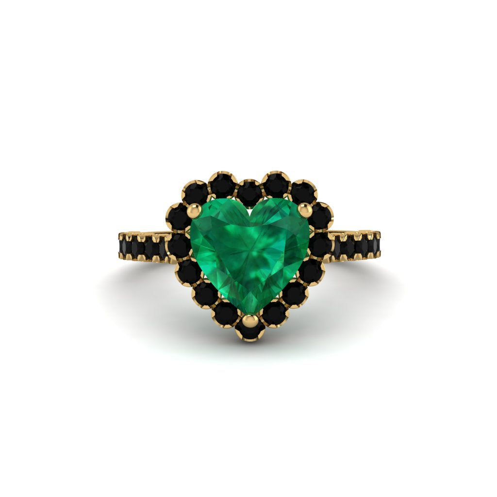 Halo Heart Emerald Pave Engagement Ring - Gail No. 34