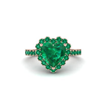 Halo Heart Emerald Pave Engagement Ring - Gail No. 20 image 1